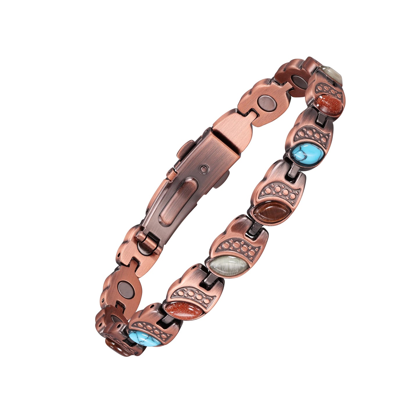 Jecanori Ultra Strength Copper Magnetic Bracelets for Women with 3800 Gauss Magnets &Natural Turquoise & Adjustable Tool