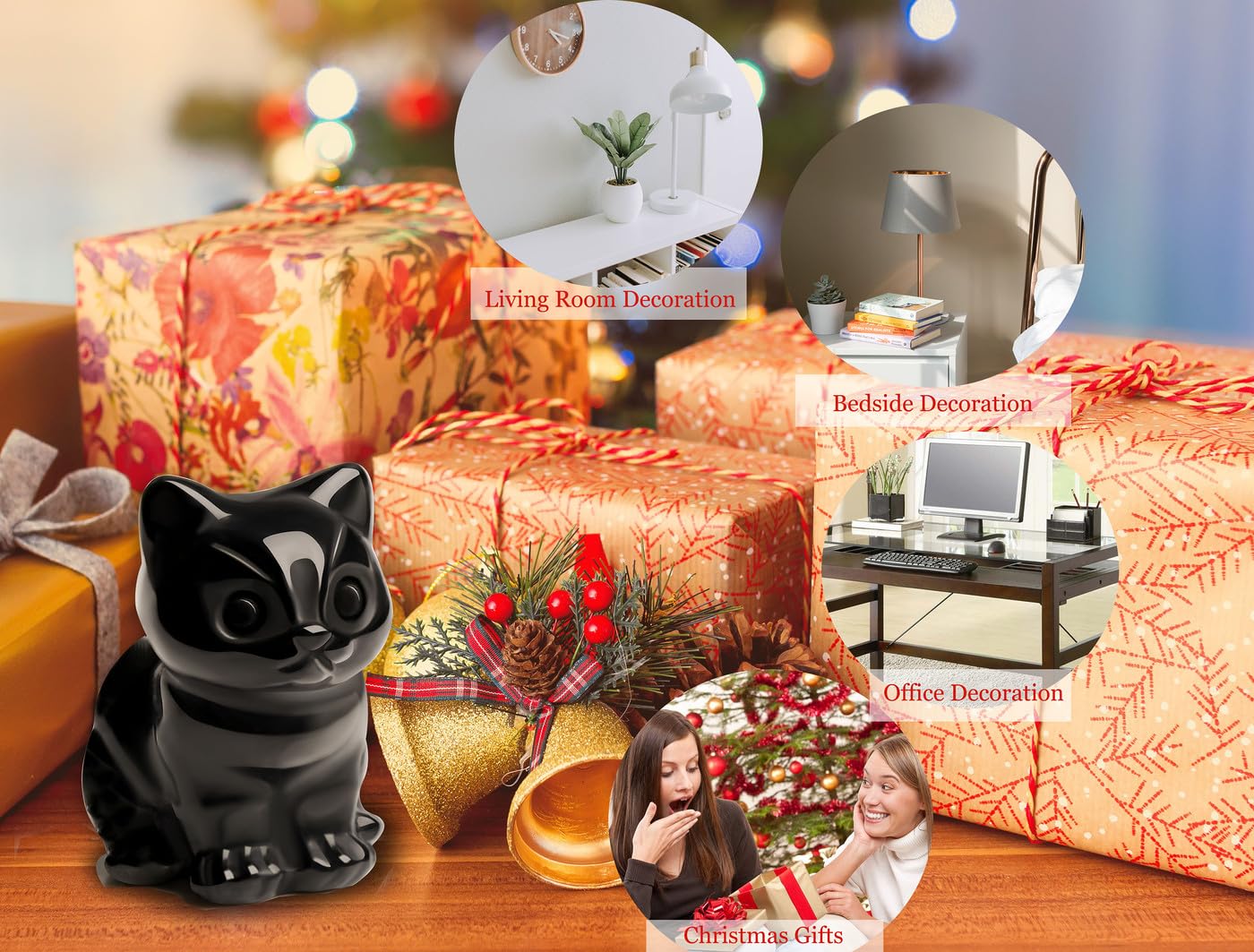 DUQGUHO Black Cat Decor Obsidian Cat Crystal Figurines Mom Crystals Gifts for Cat Lovers Men Women Lucky Cute Cat Statue Loss of Cat Sympathy Gift Mothers Cute Decoration