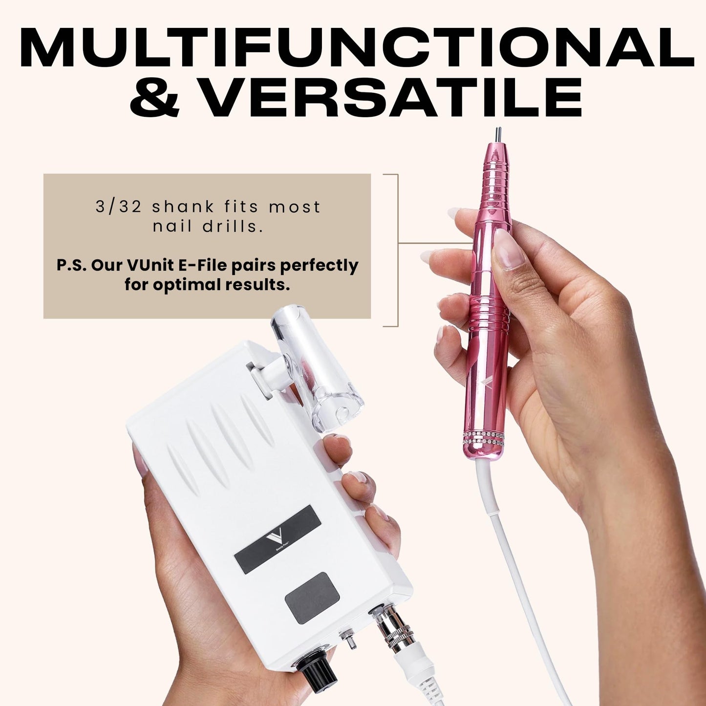 V Beauty Pure 5-In-1 Professional Nail Drill Bits (Medium) - Electric Nail Drill Kit for Manicure, Pedicure & 3D Art - Portable EFile Nail Tech Drill Bits for Nail Technicians, Salon & Home DIY