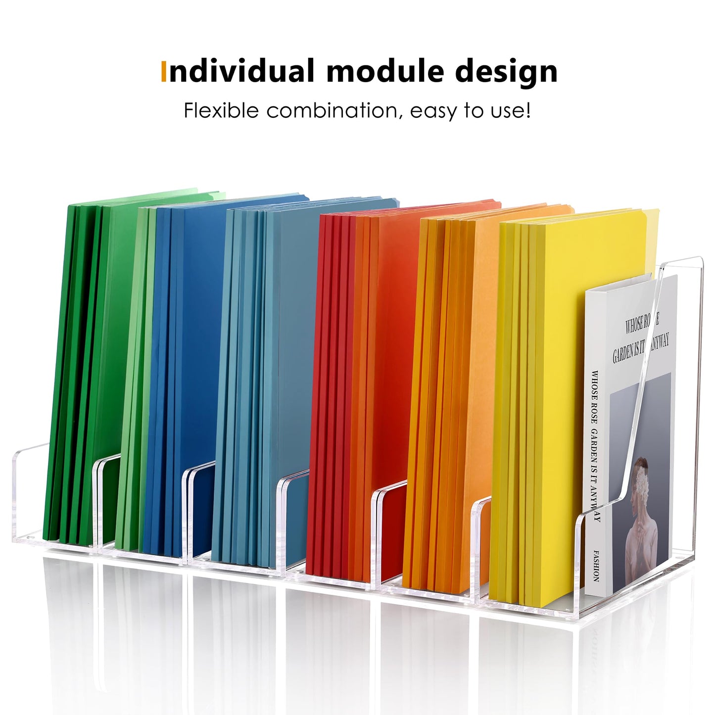 SANRUI 2-Pack Acrylic Magazine File Holder Desk Organizer Magazine Rack, Clear, Vertical File Sorter Holders, 9.45" D x 3.54" W x 10.24" H