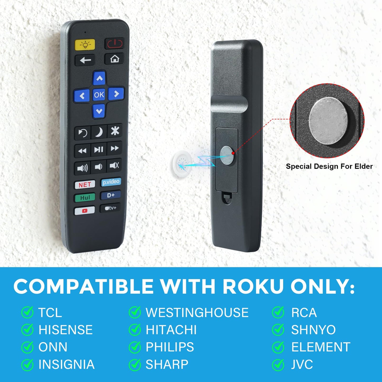 Big Button TV Remote Control Replacement for All Roku TV only Simple and Easy to Use