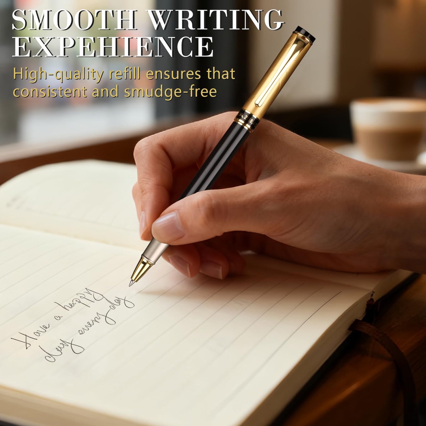 Shiduode Luxury Gel Ballpoint Pens,Personalized Black Ink Pen Set with 6 Pcs Extras Replaceable Metal Refills, Ultra-Smooth Writing Experience, Perfect for Gifts,Business,Office