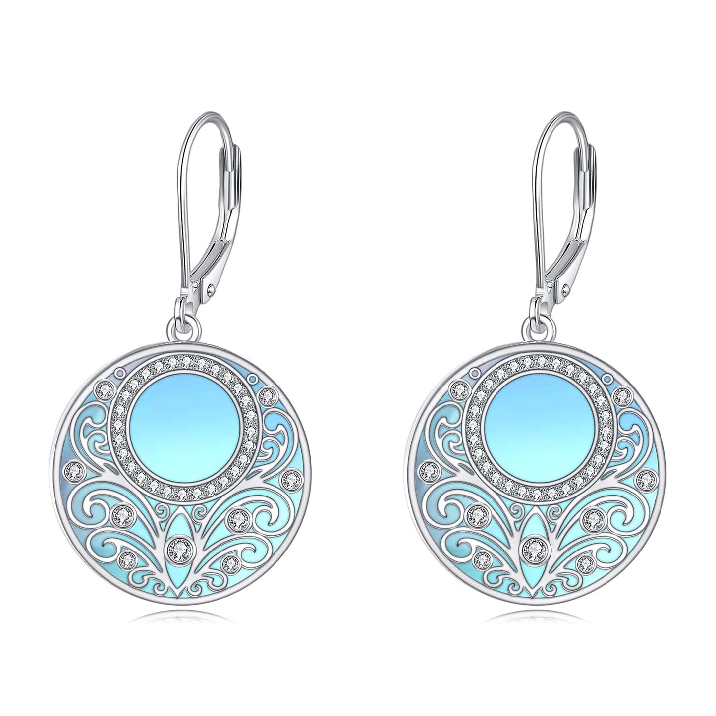 Moonstone Earrings Gifts Sterling Silver Filigree Endless Circle Moonstone Drop Earrings Jewelry Gifts For Women