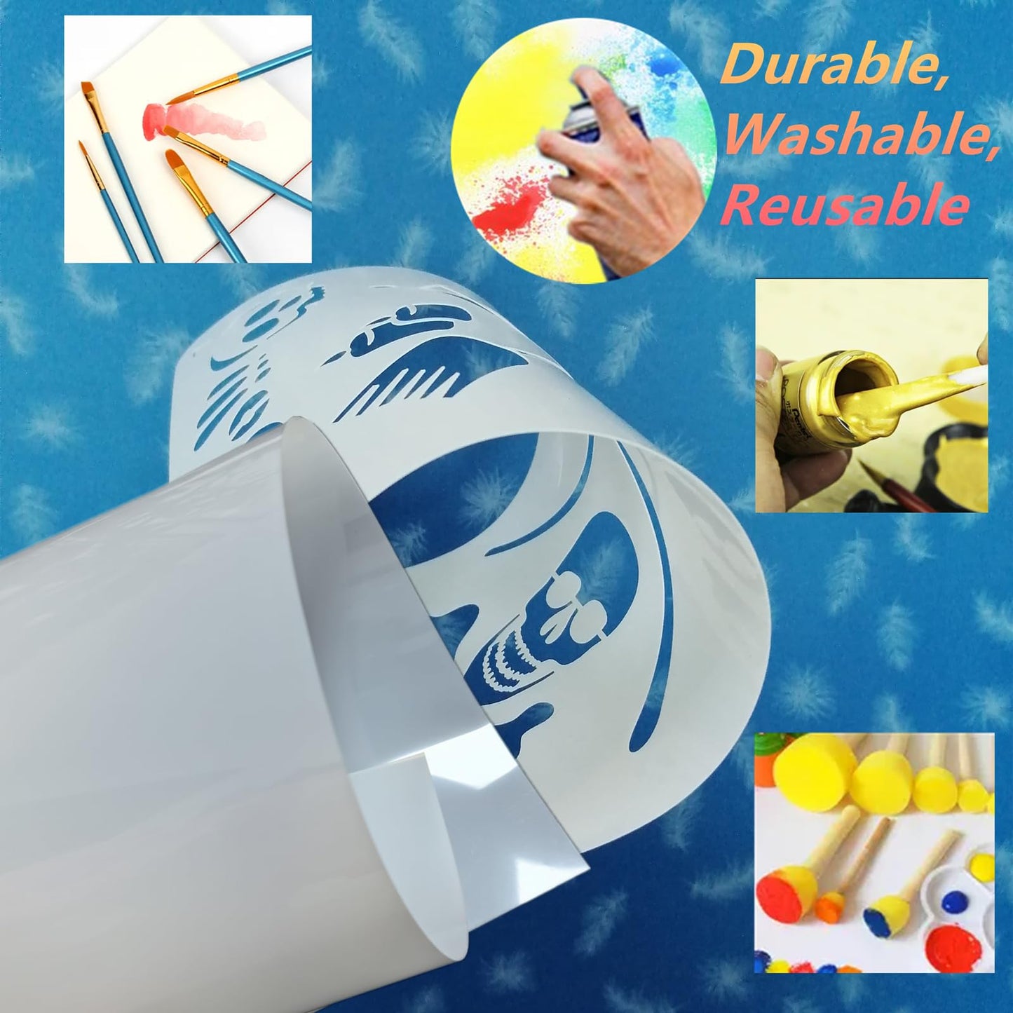 BANLTRE 18"x48" 5 Pieces Frosted Blank Stencil Translucent Acetate Mylar for Craft,Silhouette Vinyl Cutting – Craft Material Making Sheets
