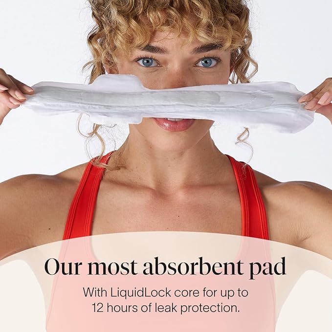 Cora 100% Organic Cotton Topsheet Pad | Ultra Thin Period Pads with Wings | Extra Heavy Overnight Absorbency | Unscented Ultra-Absorbent Sanitary Pads for Women (24 Count)