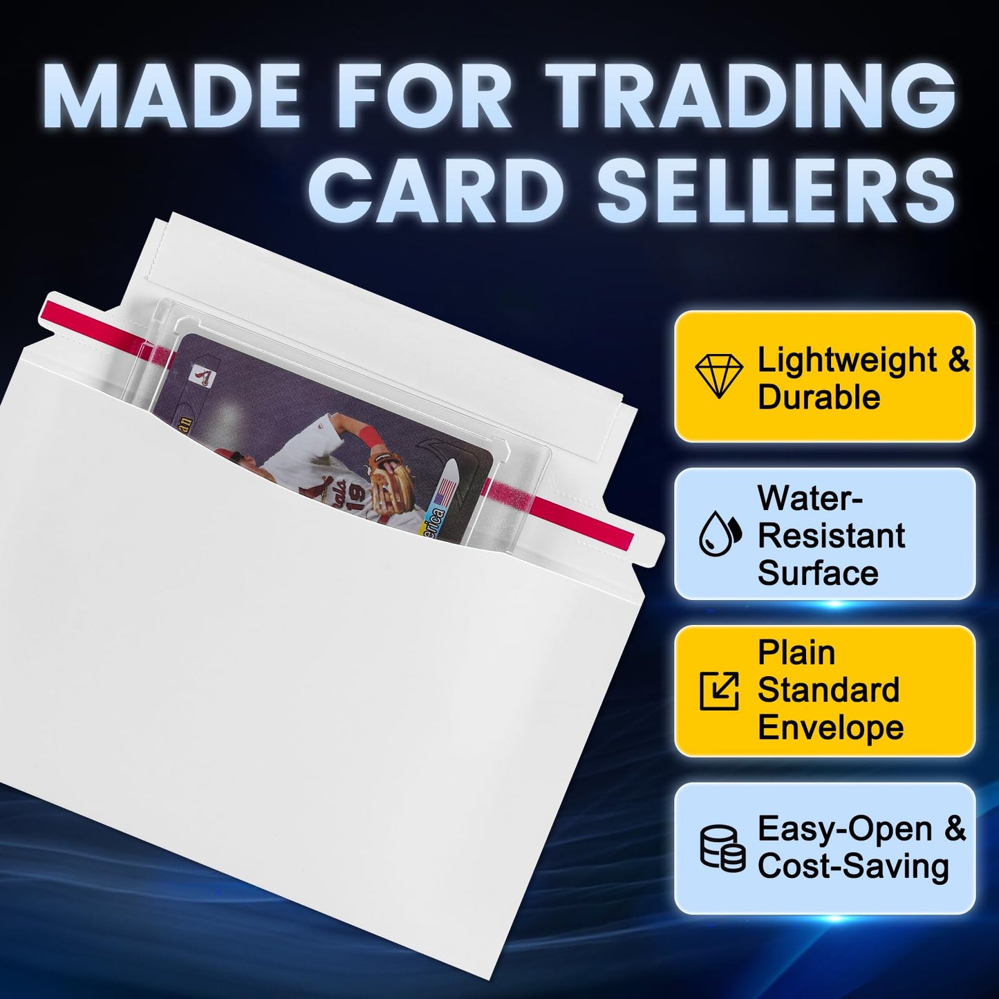 180 Pack Mailer Trading Card Envelopes，7" x 4.35" Trading Card Mailers for Shipping, Perfect Sized Shipping Envelope for Mailing Semi-Rigid and Toploaders, Protector Supplies.