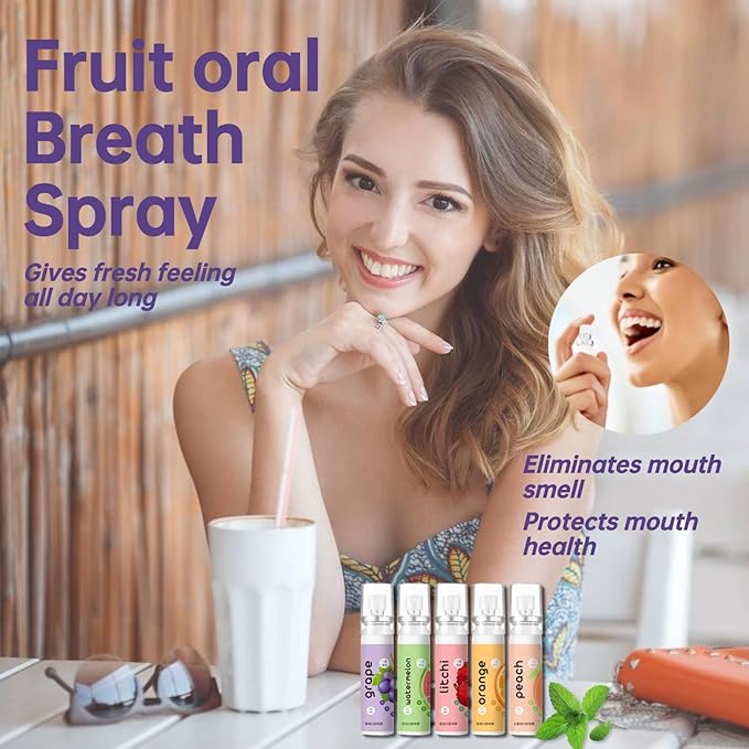 5PCS Fruit Oral Breath Spray, Mouth Breath Freshener, Bad Breath Treatment for Adults, Dry Mouth Spray for Bad Breath, Effective Mouth Oral Breath Spray, Breath Spray Mouth Spray Breath Freshener