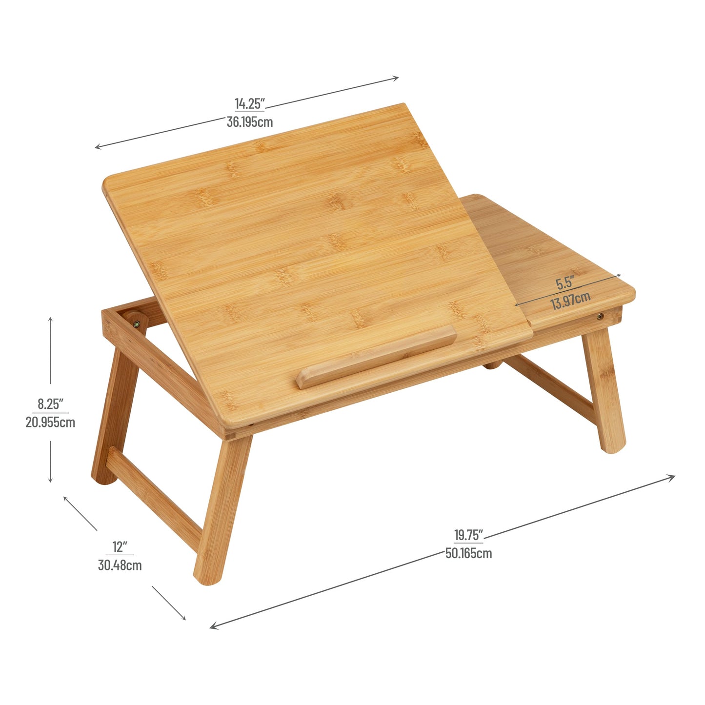Mind Reader Lap Desk, Laptop Stand with Folding Legs for Bed Dorm Room and Home Office, Rayon From Bamboo, Brown