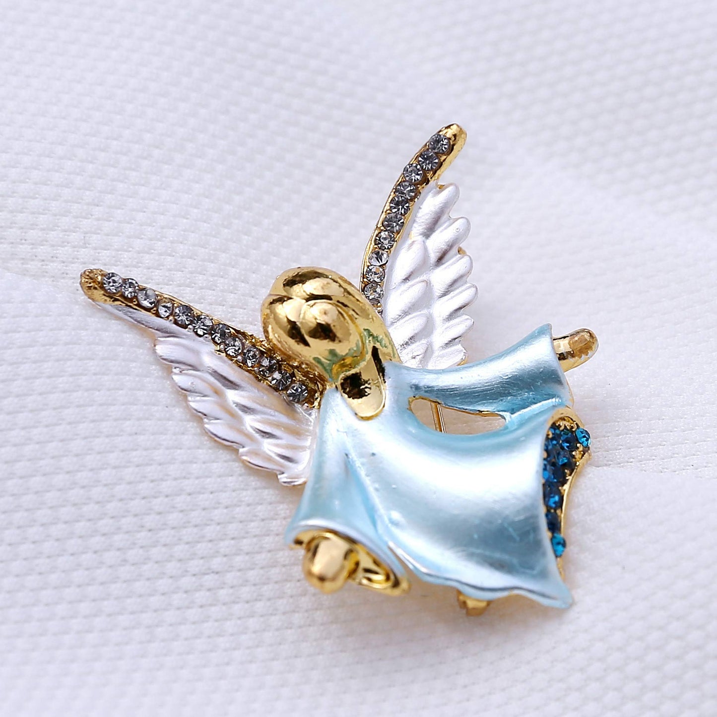 Connie Cloris Women Crystal Angel Brooch Pin (Blue Angel -E02)