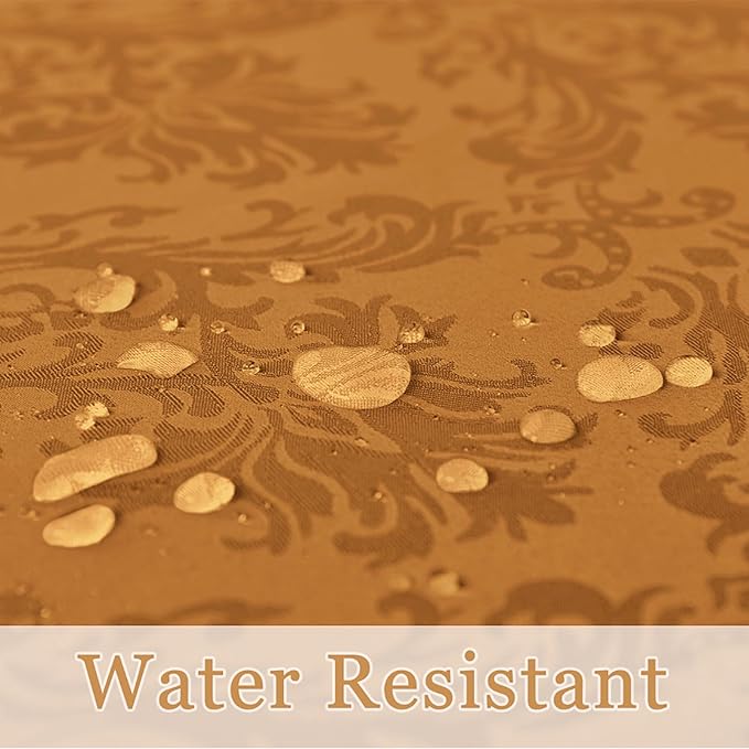SASTYBALE Thanksgiving Tablecloth - 52 x 70 Inch Brown Jacquard Tablecloths Rectangle Damask Design Spillproof Table Cloth Polyester Oblong Table Cover for Kitchen Dinning Party Tabletop