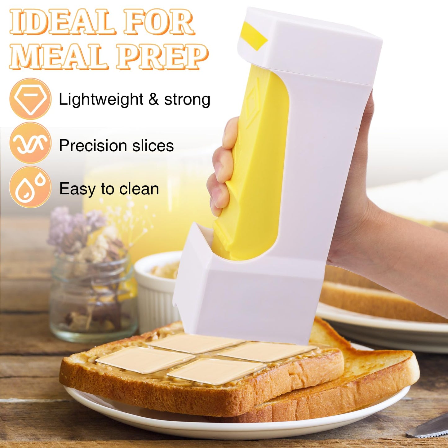 OPLCFO 2PCS Butter Cutter and Storage Case, Butter Stick Slicer for Bread Cakes Cookie