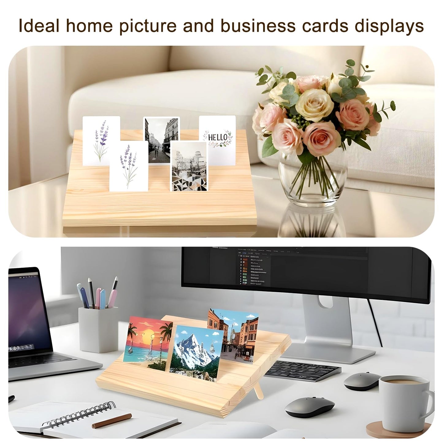 62 Pcs Wood Earring Display Stand Earring Card Display 2 Sets of Holder with Cards Jewelry Stands for Selling