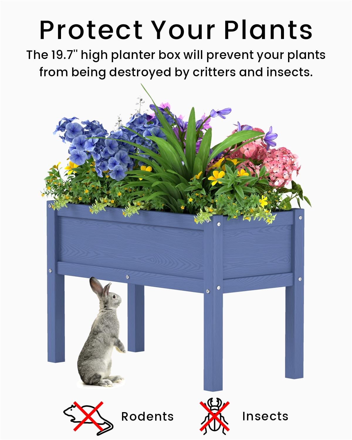 BIVODA Small HDPE Raised Garden Bed, Elevated Planter Box with Legs, Outdoor All-Weather Planter Raised Beds for Seeds, Herbs, Flowers, Vegetables (Navy Blue)