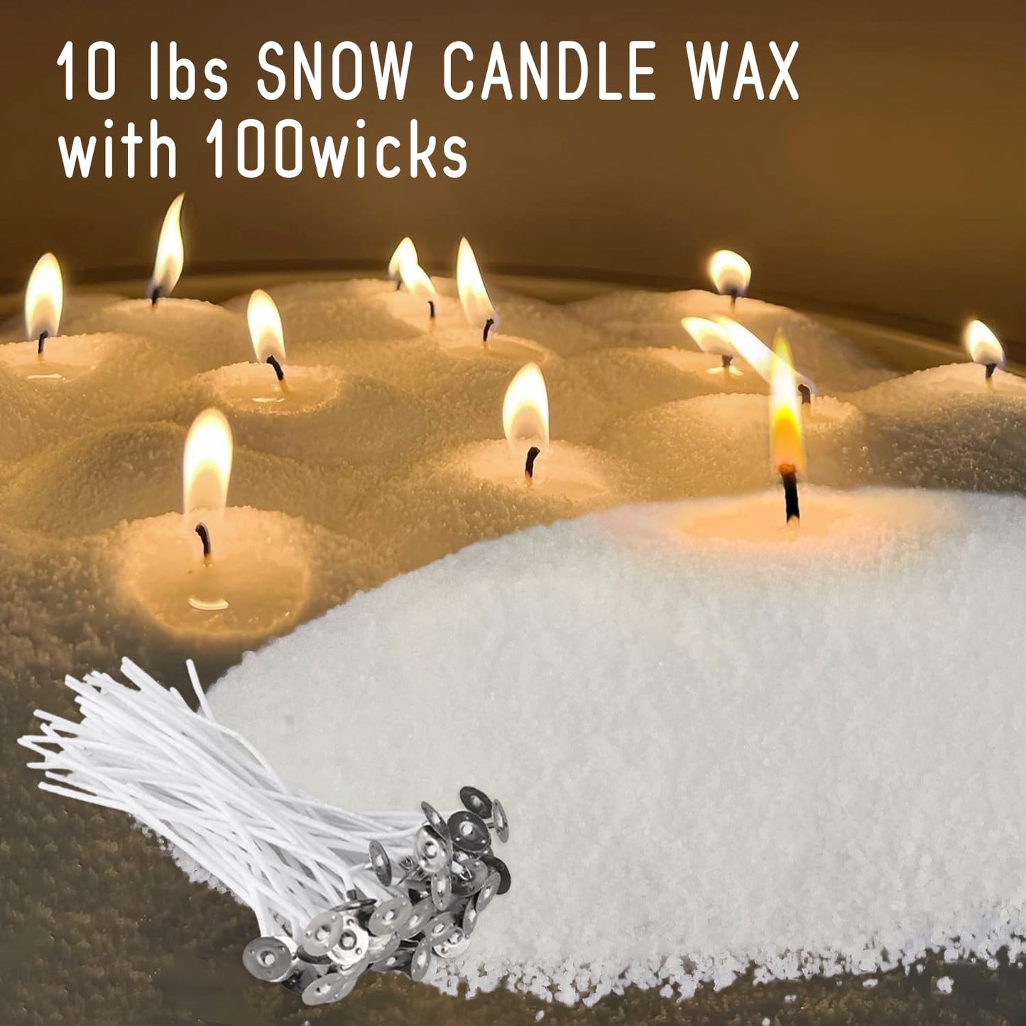 CLTNIKET 10LB Natural Pearled Candle Making Kit with 100 Cotton Wicks, Reusable and Refillable Pearled Candles for DIY Sand Candle Making