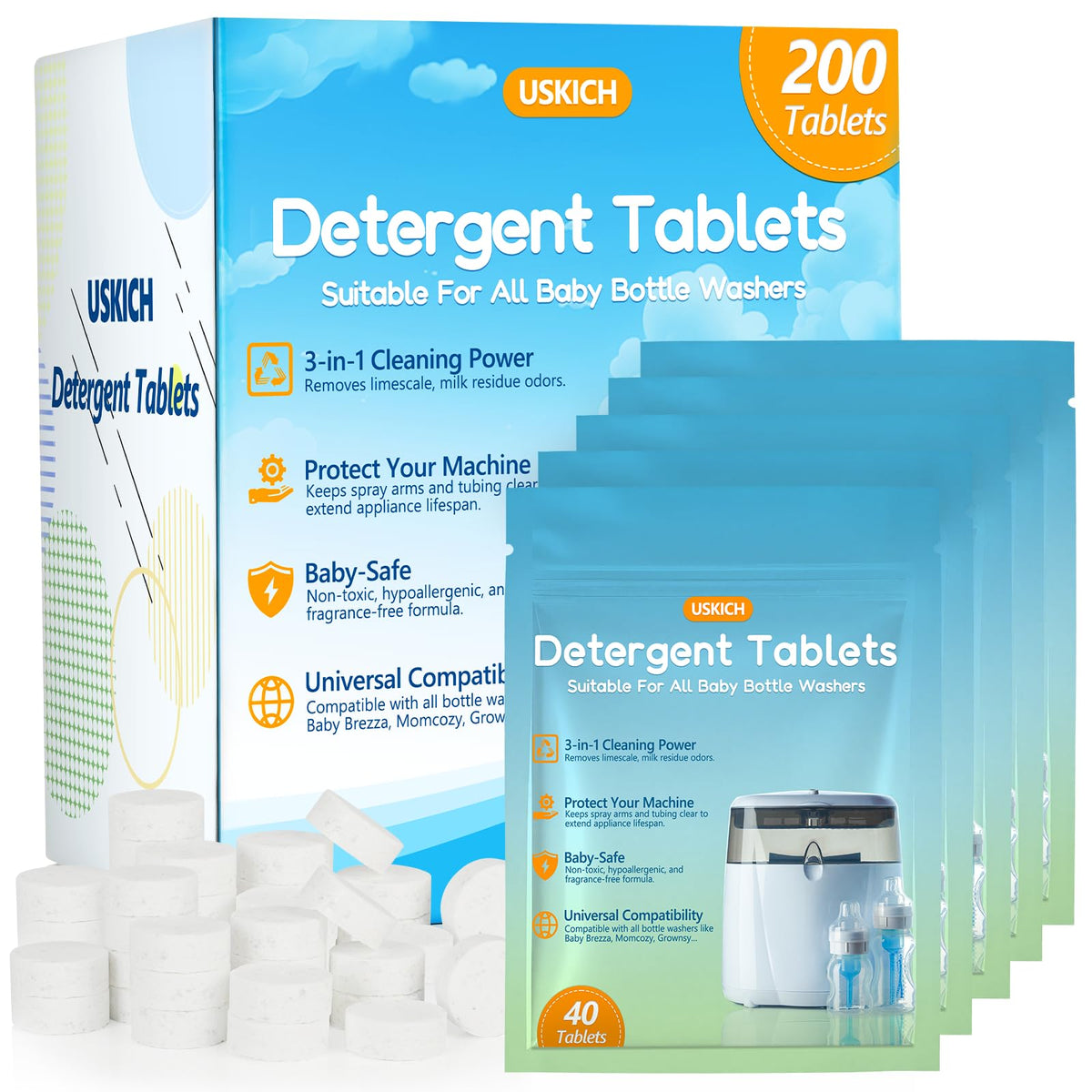 200Pcs Detergent Washing Tablets for Momcozy (200 Count)
