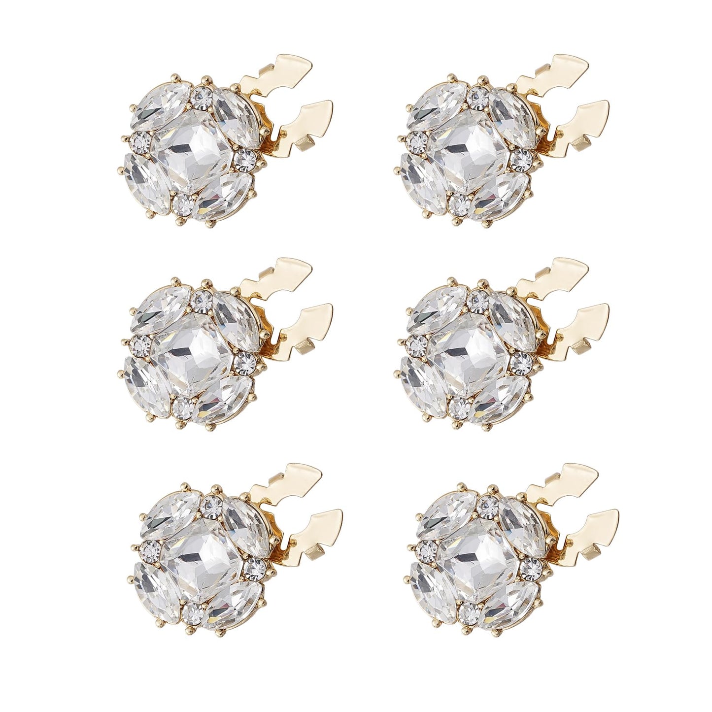 Jerler 6 Pcs 21mm Sliver Rhinestone Button Covers Crystal Embellishments Sew on Clothing DIY, Silver Crystal Detachable Decorative Clips (Silver Button-9, Medium)