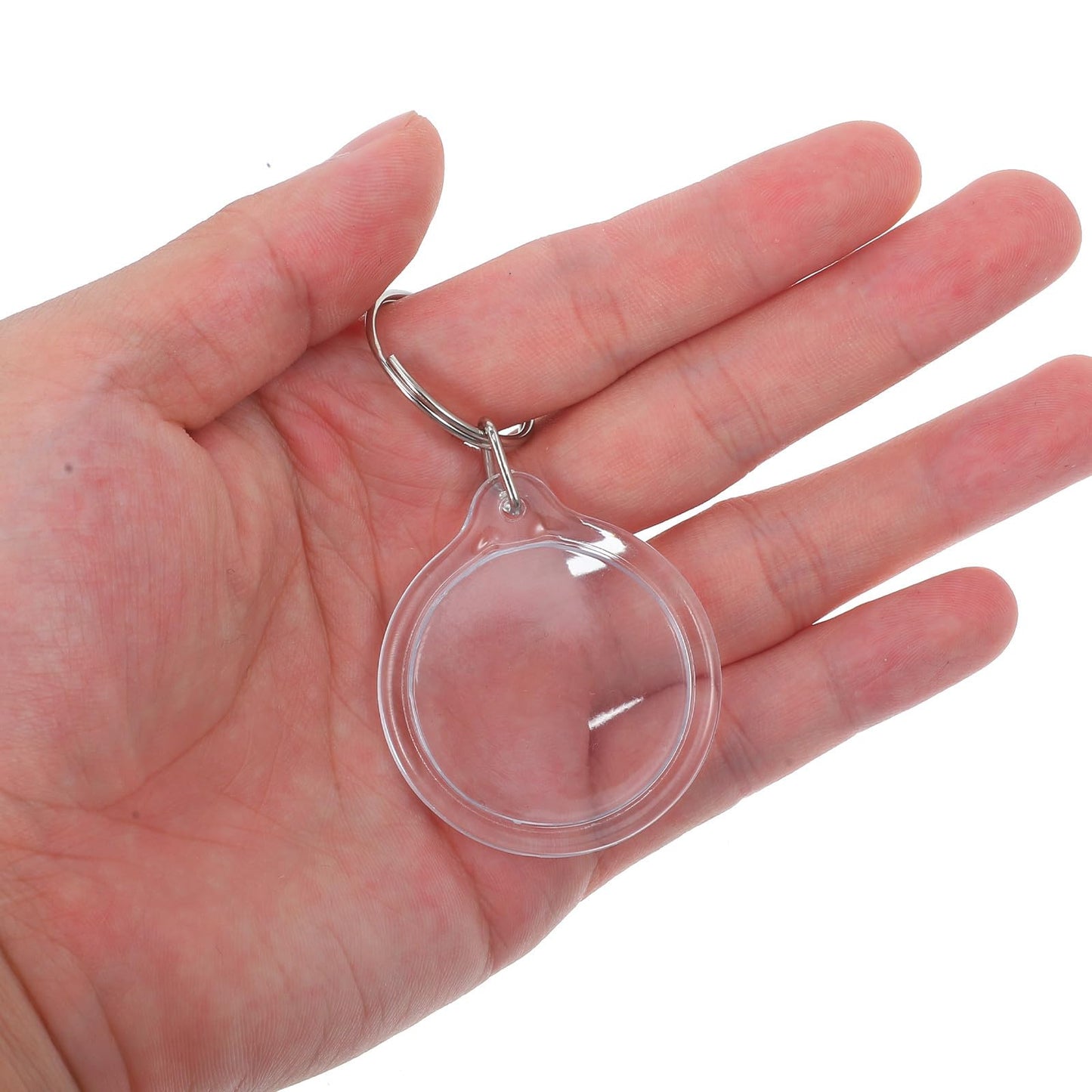 100 Pack Circular Photo Frame Keychain Blanks Clear Acrylic Round Keyring with Picture Insert for DIY Crafts Transparent Split Ring for Memories Artworks and Small Business Supplies