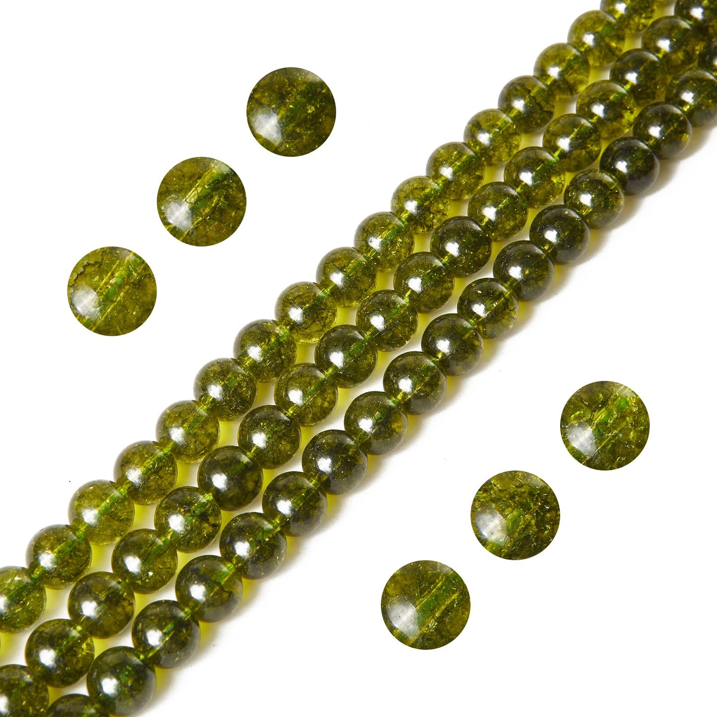 100pcs 6mm Peridot Beads Natural Gemstone Beads Round Loose Beads for Jewelry Making