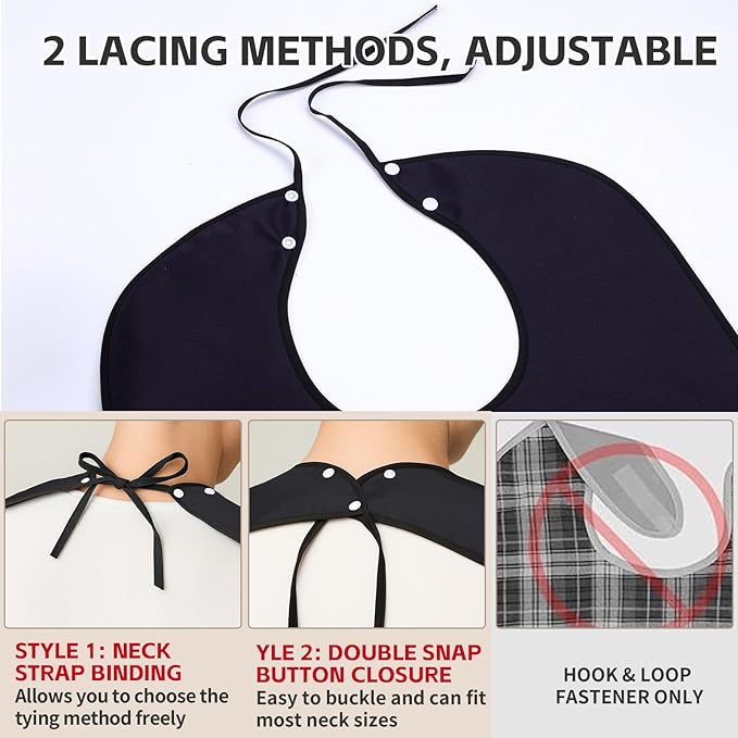 XKDOUS 2 Pack Funny Adult Bibs for Man, Waterproof and Reusable Adult Bibs for Eating with Optional Crumb Catcher,Washable Dining Clothing Protector, Gifts for Women Mom Elderly Men Senior