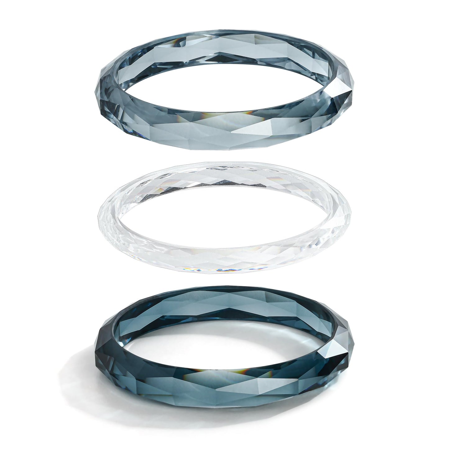 ENSKEFEN 3Pcs Acrylic Resin Bangle Bracelet for Women Multi-Color Stackable Resin Bracelets Trendy Simple Translucent Acrylic Bangles