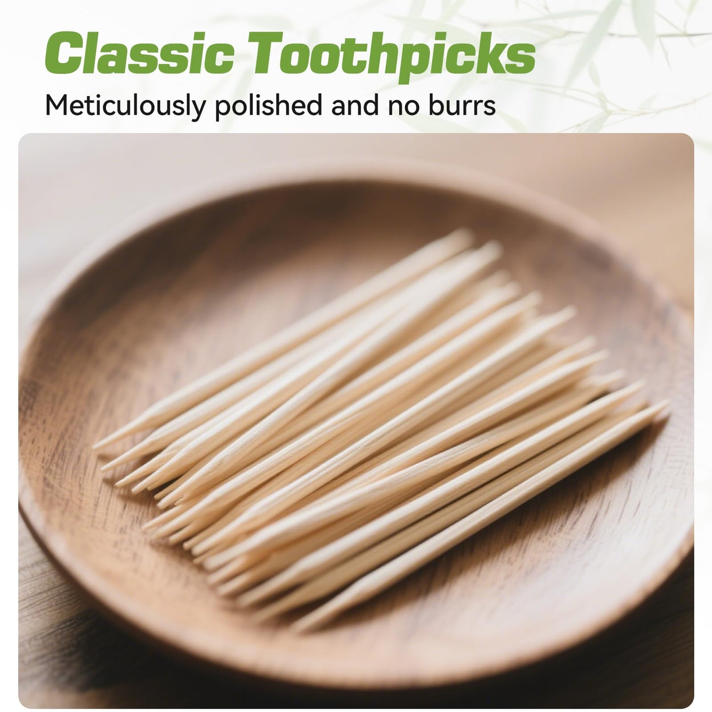 Toothpick Holders 1 Pack with 2400 Picks,Round Toothpicks Double-Side Point for Teeth,Food Pick,Appetizers,Cocktails Fruits,Olive&DIY Craft.