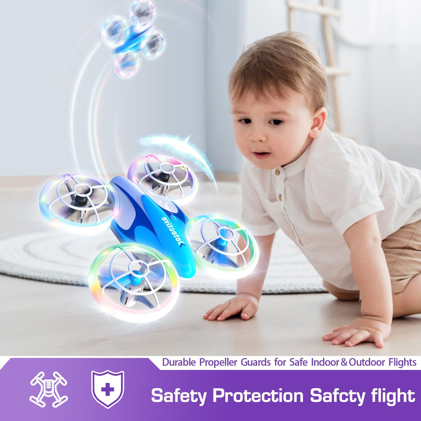 Mini Drone for Kids and Beginners - RC Mini Quadcopter with 360° Flip, Headless Mode, One-Key Ascend/Descend, Colorful LED Lights, Small Indoor Helicopter, Gift for 6+ Boys and Girls, 2 Batteries