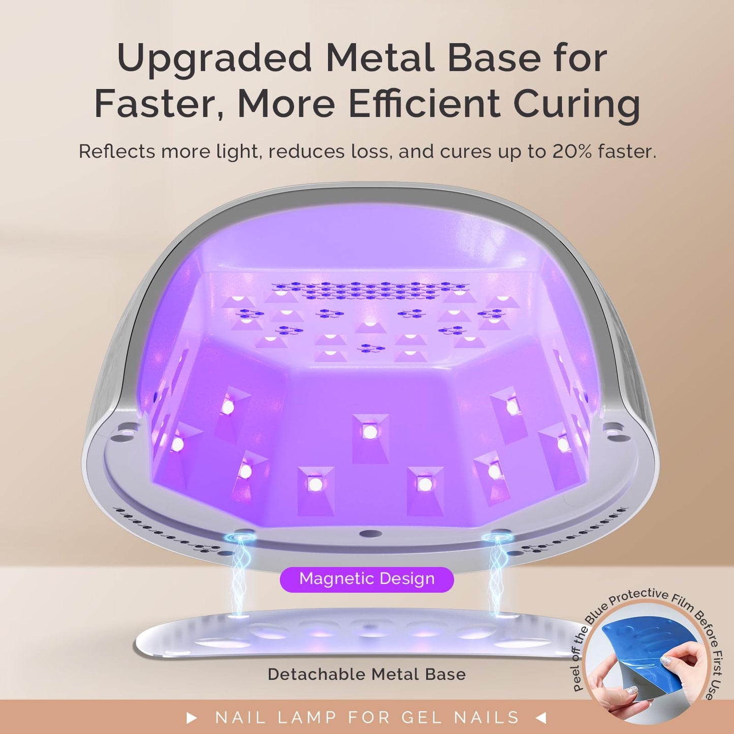 MelodySusie Professional Cordless UV Nail Lamp with Metal Base, P-Plus30GT Nail Dryer with Smart Sensor for Salon & DIY Home Use Fast Cures All Hard Gels, Especially Extension & Glitter Gel Polishes