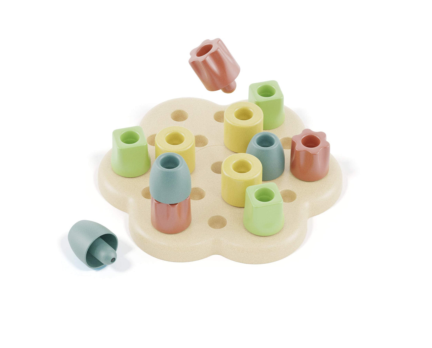 Quercetti: PlayBio - Chunky Peggy - 13pc Peg Blocks Sorting & Stacking Toy, Color Tower Building, Free Play, Earth Conscious, Baby-Toddler 1+