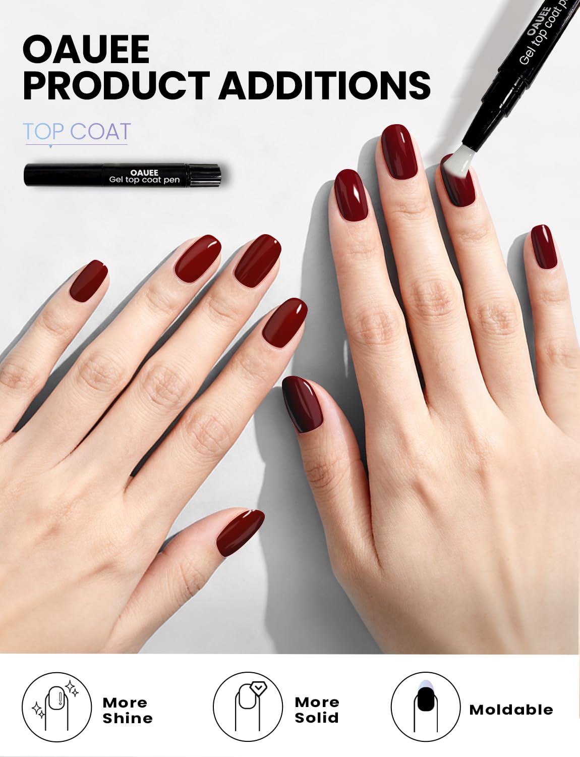 Semi Cured Gel Nail Strips 2 Styles | Built-In Gel Top Coat | UV Light Required | Salon Quality, Easy Application And Removal（Deep red & black)