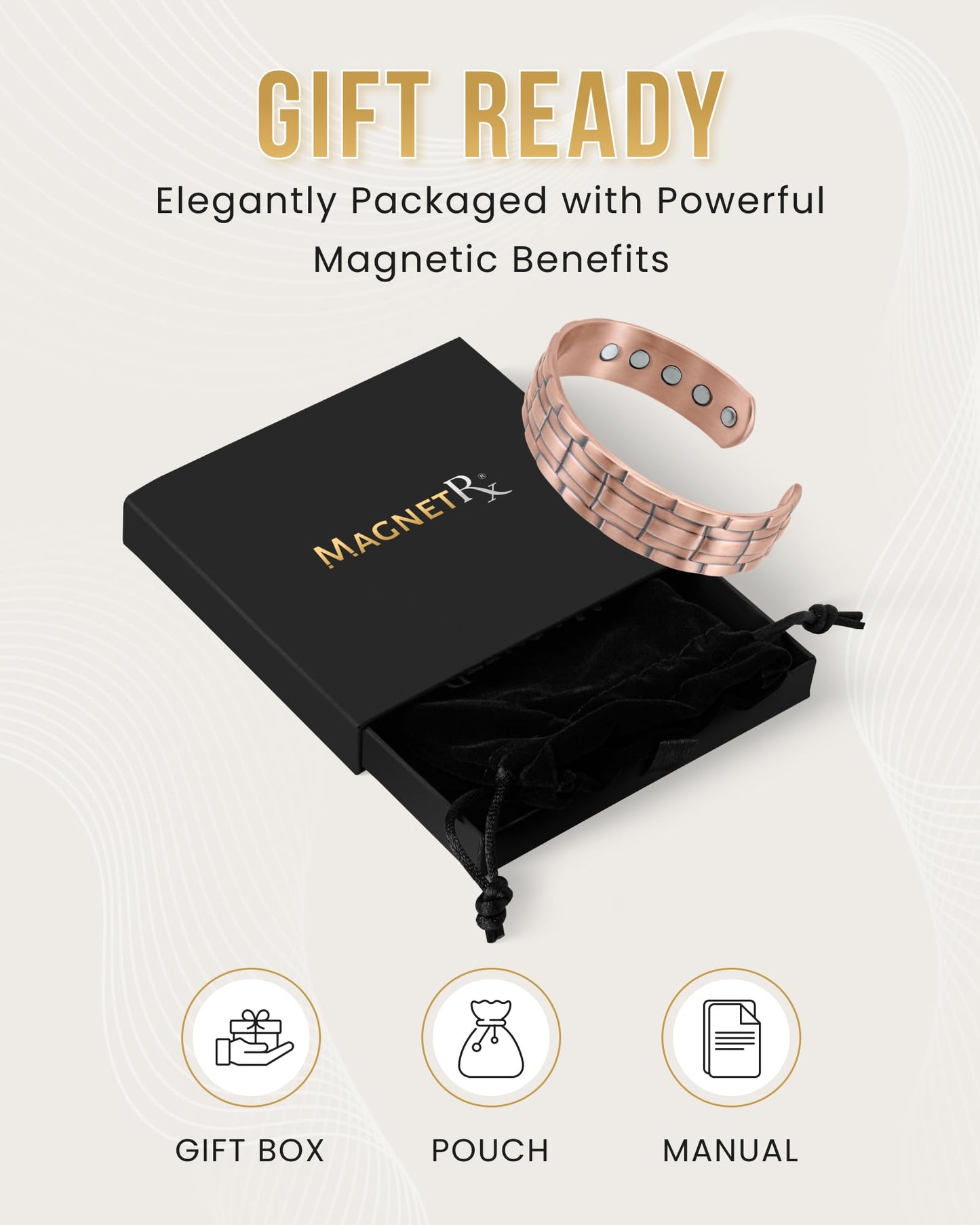 MagnetRX® Magnetic Copper Bracelets for Men – Effective 99.9% Pure Copper Bracelet for Men – Adjustable Copper Magnetic Bracelets (Stamped Chain)