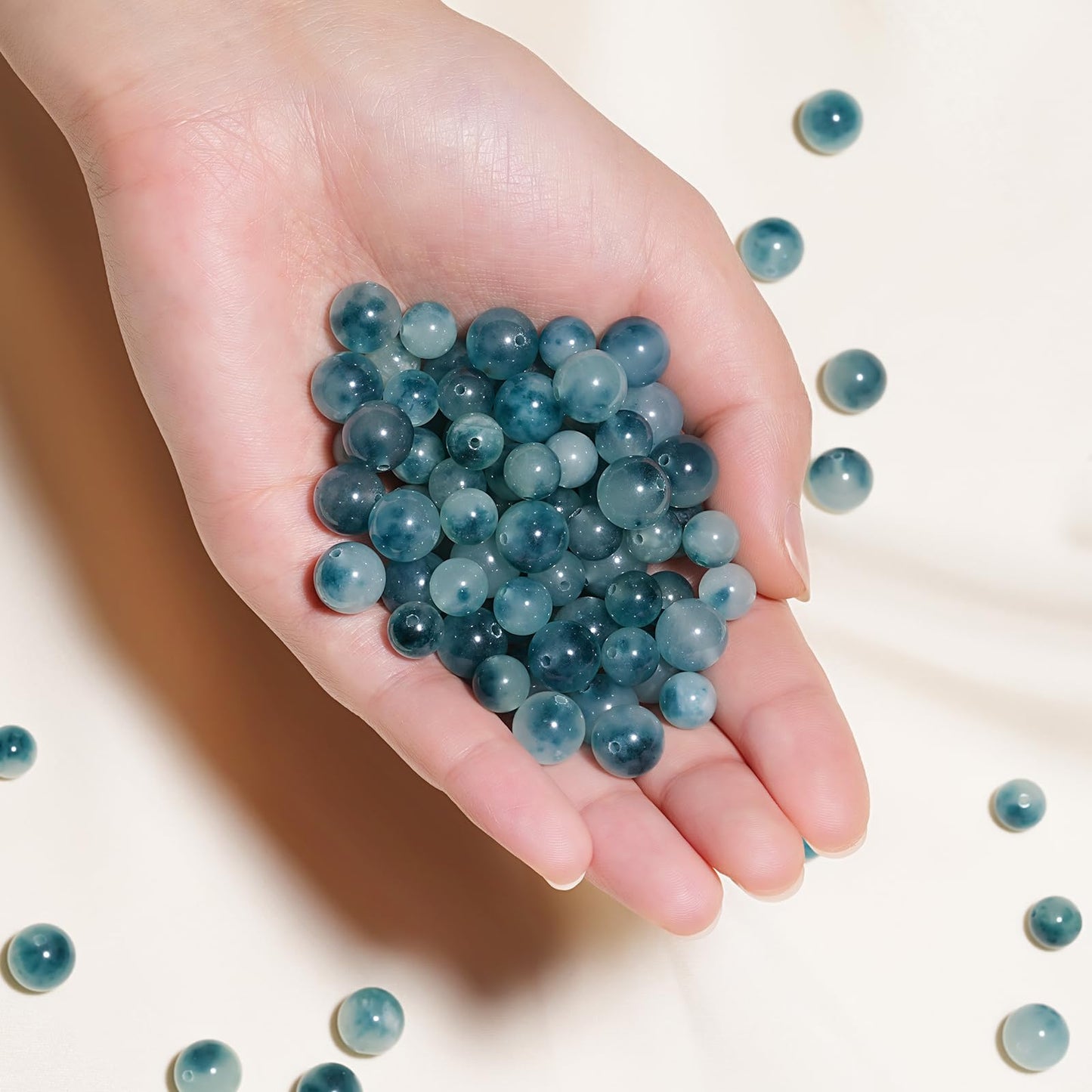 8mm Natural Aqua Blue Chalcedony Gemstone Beads Polished Round Smooth Stone Beads for Bracelets Jewelry Making 15inch Loose Beads