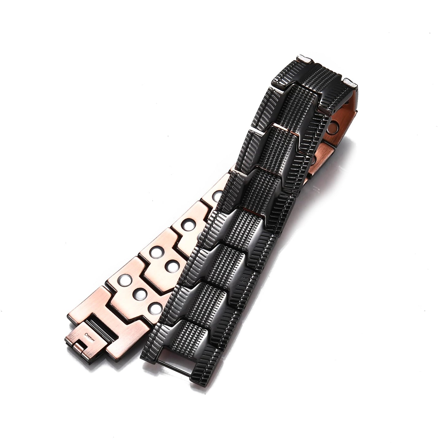 Picalela Magnetic Copper Bracelet for Men Women, 99% Pure Solid Copper Bracelet with Magnets, Adjustable Clasp, Retro Design for Circulation & Fatigue Relief (BLACK)