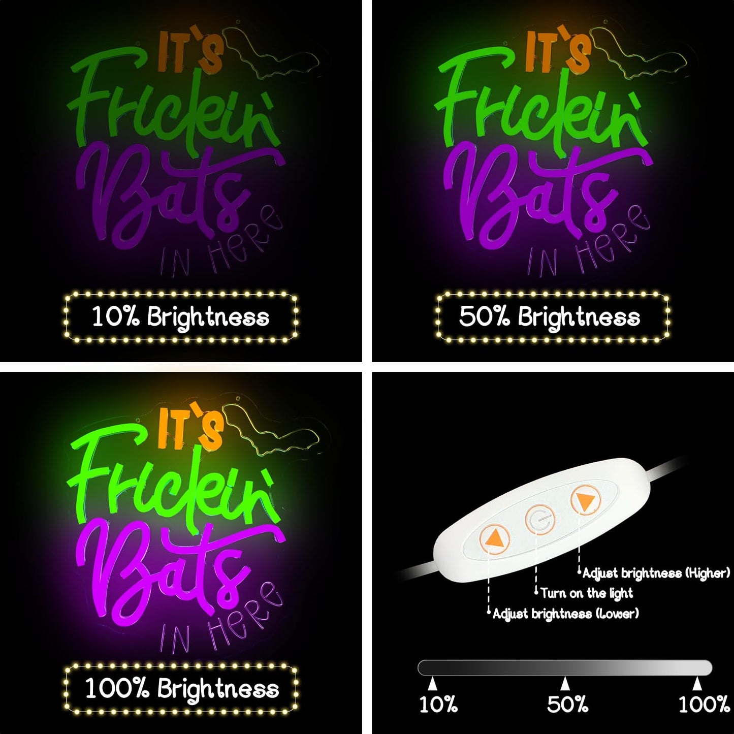 FuugZze It's Frickin Bats Halloween Neon Signs for Wall Decor It's Frickin Bat Neon Lights Halloween Led Signs for Bedroom Wall USB Halloween Light Up Sign for Bedroom Bats Wall Decor Party Gifts