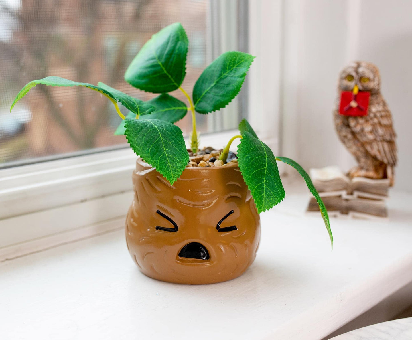 Silver Buffalo Harry Potter Mandrake Face Decorative Artificial Faux Greenery Plant in Ceramic