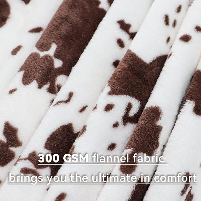 Cow Print Fleece Blanket King Size - Soft Lightweight Fuzzy Bed Blanket for Adults, All Seasons Home Decor, Gifts for Cow Lovers (Black & White) 90"x108"