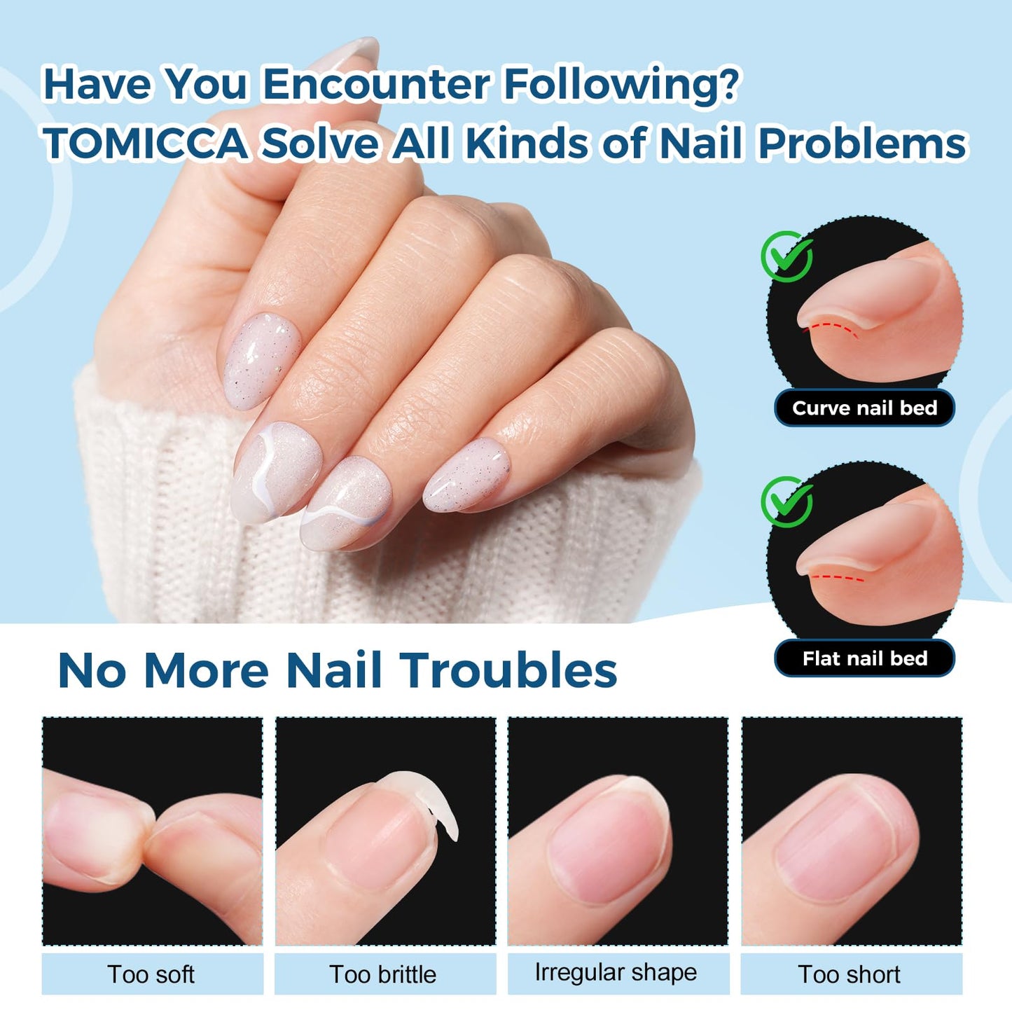 TOMICCA Extra Short Almond Nail Tips, 504pcs Pre-Shaped Soft Acrylic Gel Nail Tips Almond Shape Clear Press on Nails Extensions False Nails Full Cover for Professional Salon and Beginner 12 Sizes