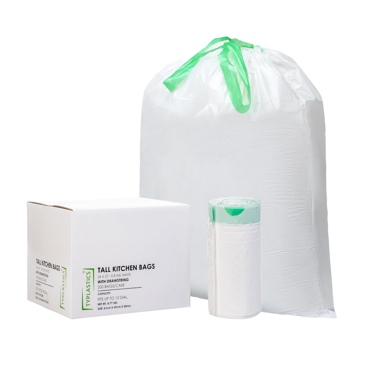 Tall Kitchen Drawstring Trash Bags 13 Gallon (200 Count)
