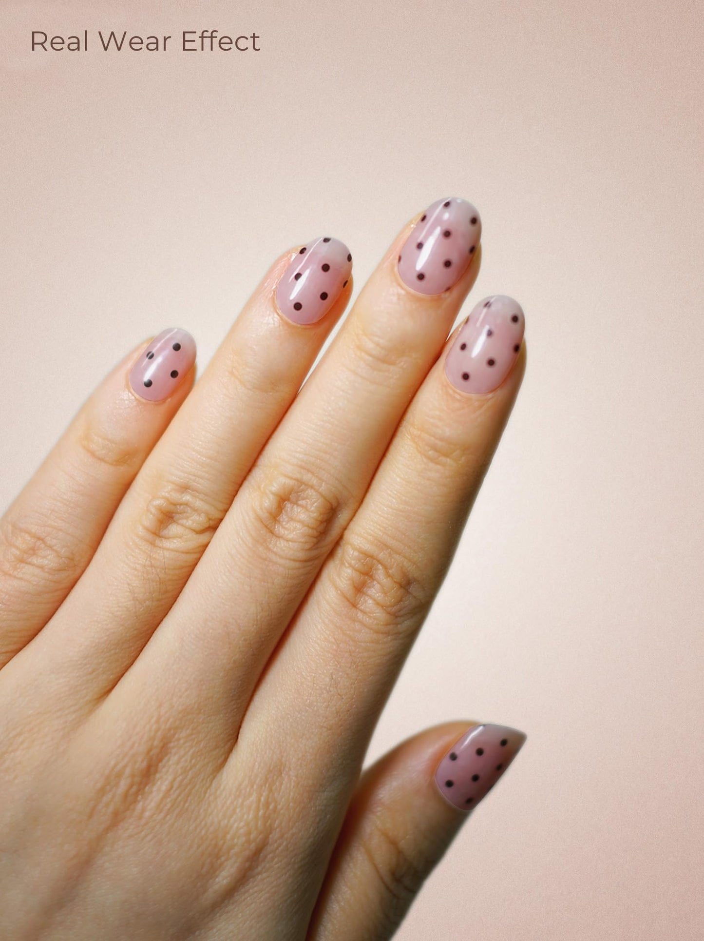 Beaolata Real Gel Nail Strips (No UV Light Needed) - 44Pcs Salon Quality Nail Stickers - Long Lasting Polish Wraps for Women, Easy Apply & Remove (Sparkle Fade Pink)