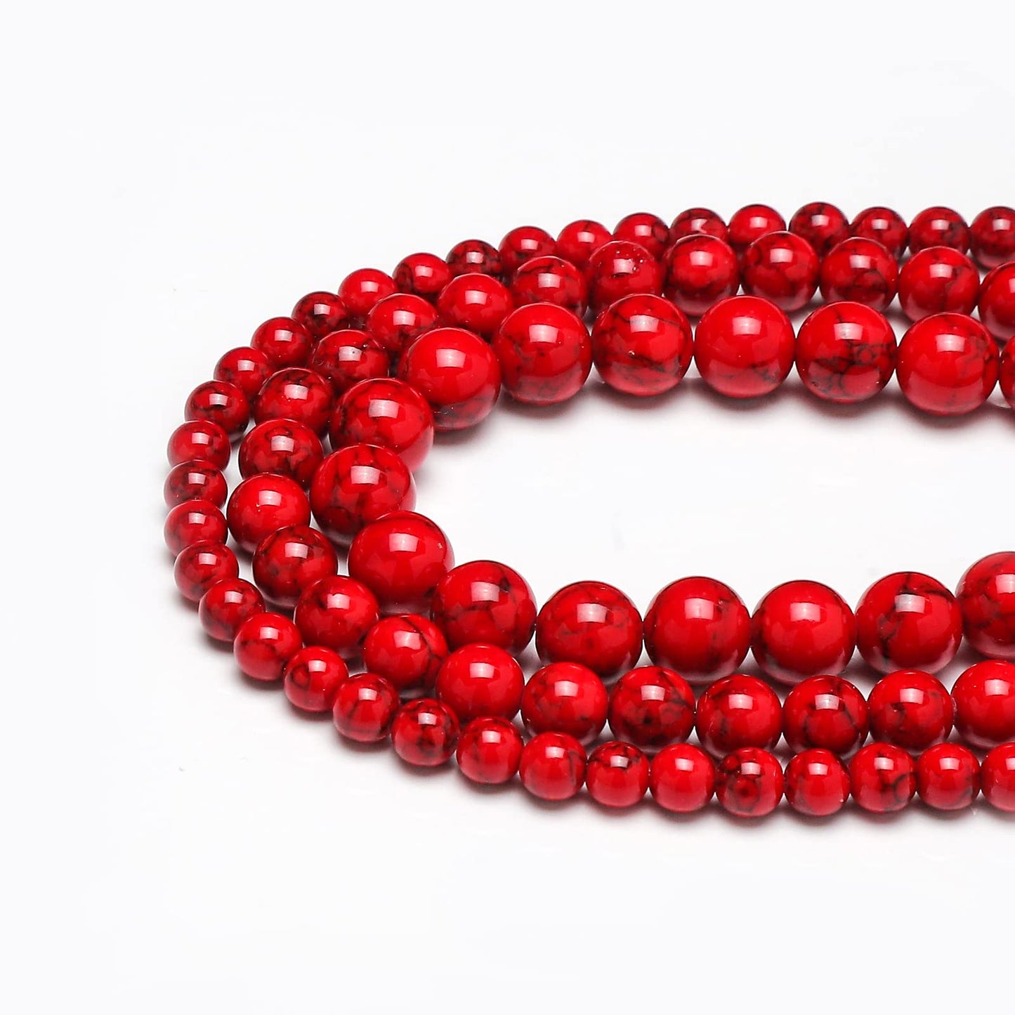 45pcs 8mm Natural Stone Beads Red Turquoise Beads Energy Crystal Healing Power Gemstone for Jewelry Making, DIY Bracelet Necklace