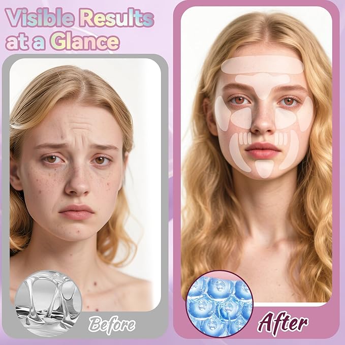 Facial Wrinkle Patches, 256 Pcs Overnight Silicone Forehead Wrinkle Patches, Anti-Aging Face Patches Remover to Fine Lines, Mouth, Frown Lines, Eyes, Smile Lines, Simple to Use And Highly Adhesive