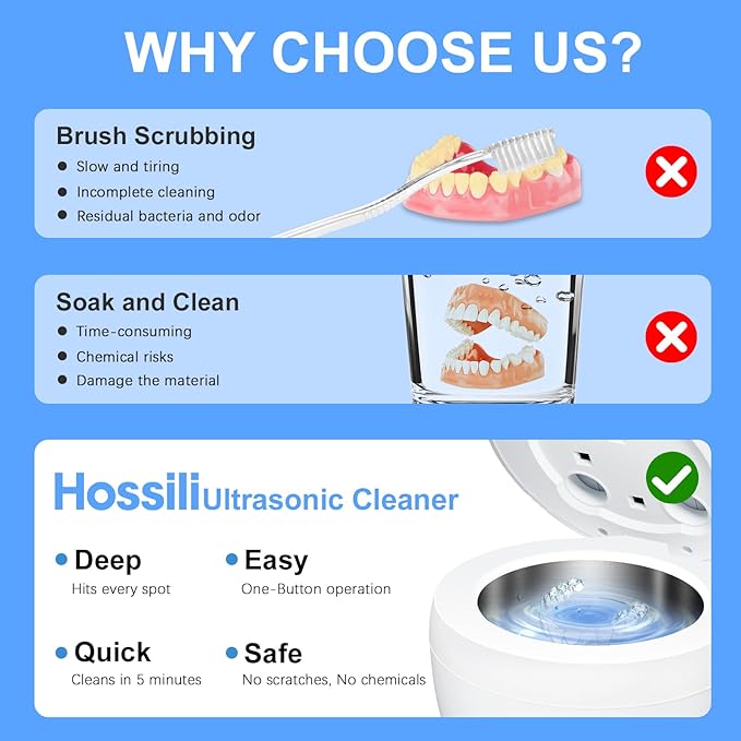 Retainer Cleaner, Upgraded Open-Window 45kHz Retainer Cleaner 200ML Dental Cleaning Pod with 4 Modes & Digital Timer