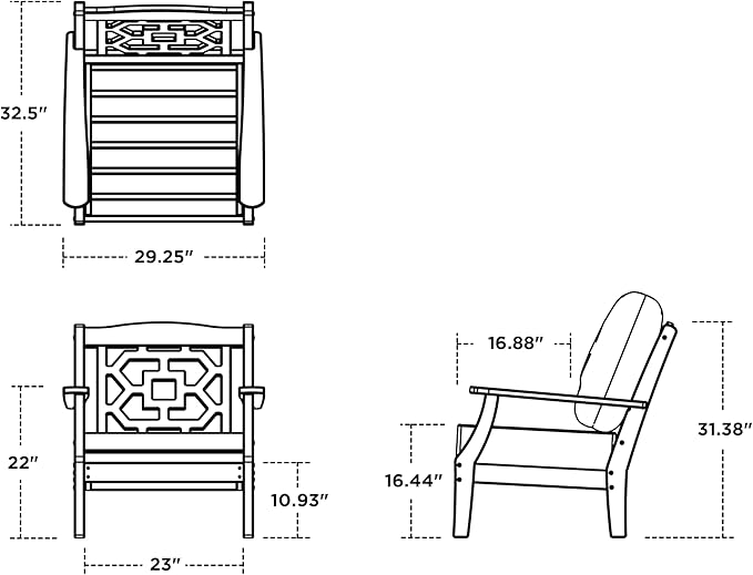 Martha Stewart by POLYWOOD® Chinoiserie Deep Seating Chair in White/Glacier Spa