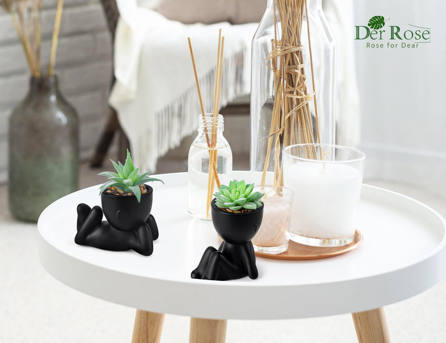 Der Rose 2 Pack Fake Plants Succulent Plants Artificial for Home Bathroom Living Room Office Decor