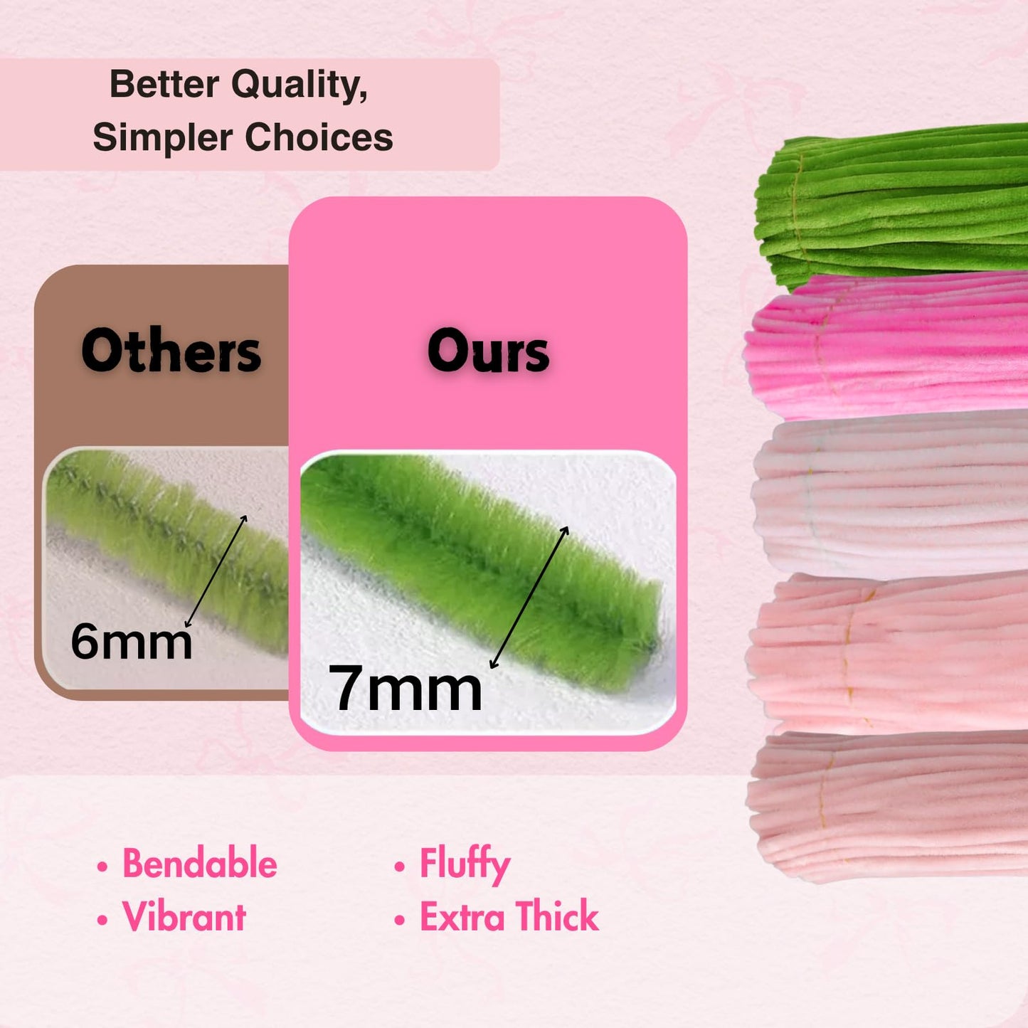 Xokpait 500pcs Pipe Cleaners Flowers Kit,Chenille Stems for DIY Flower Making Kit,Pipe Cleaners Projects Creative for DIY Art and Craft,Ideal for Holiday Decoration(Pink)