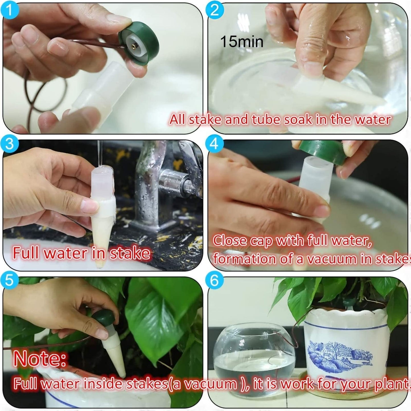 HESTYA 24 Pack Plant Self Watering Stakes Insert Automatic Watering Devices Self Watering Spikes Indoor Outdoor Plant Watering for Vacation