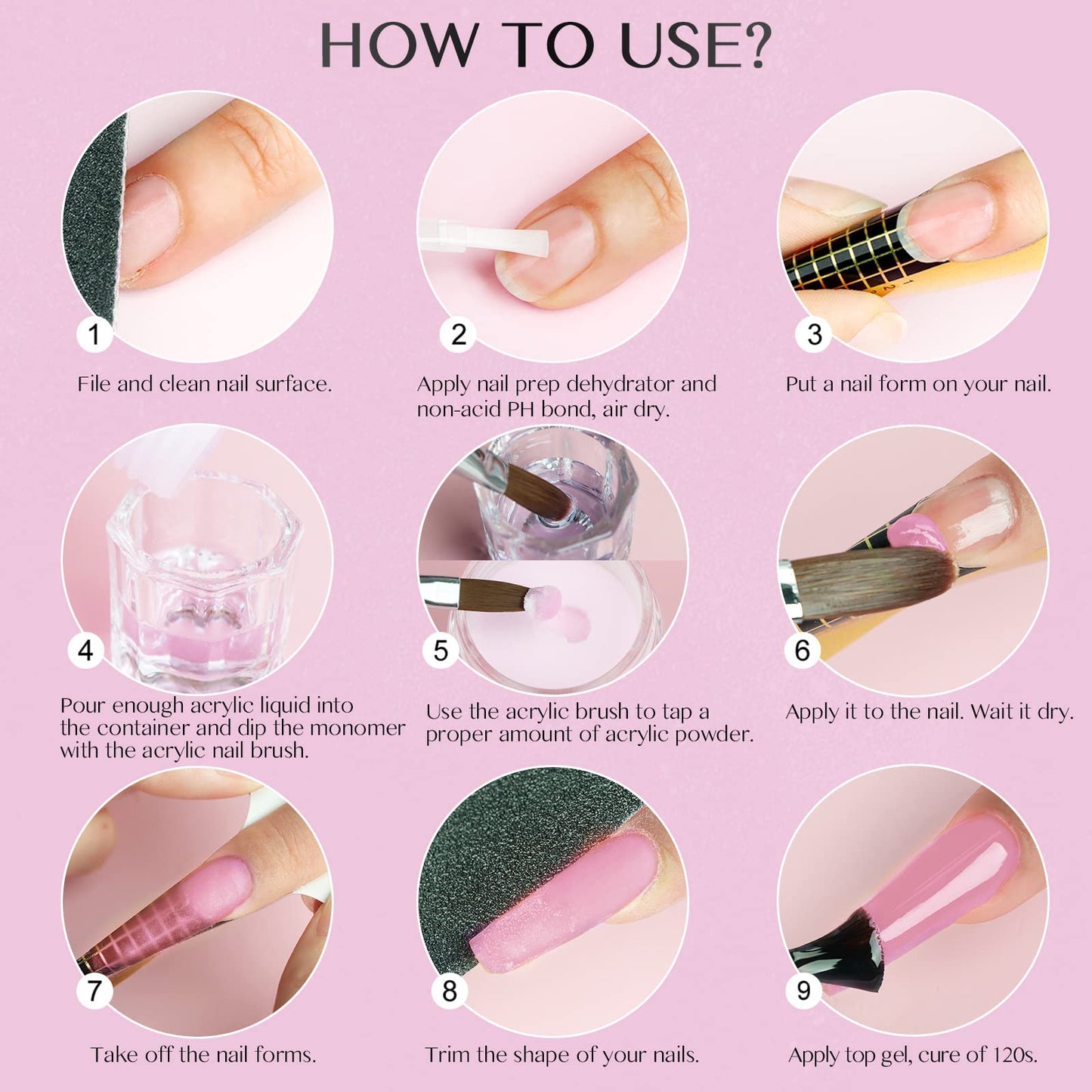 SAVILAND Acrylic Nail Kit with Drill: 3 Colors Acrylic Powder 0.5 oz Each, Nail Liquid, 20,000 RPM Nail Drill, Brushes & All Essential Tools, Nail Kit for Beginners with Everything for DIY Extension