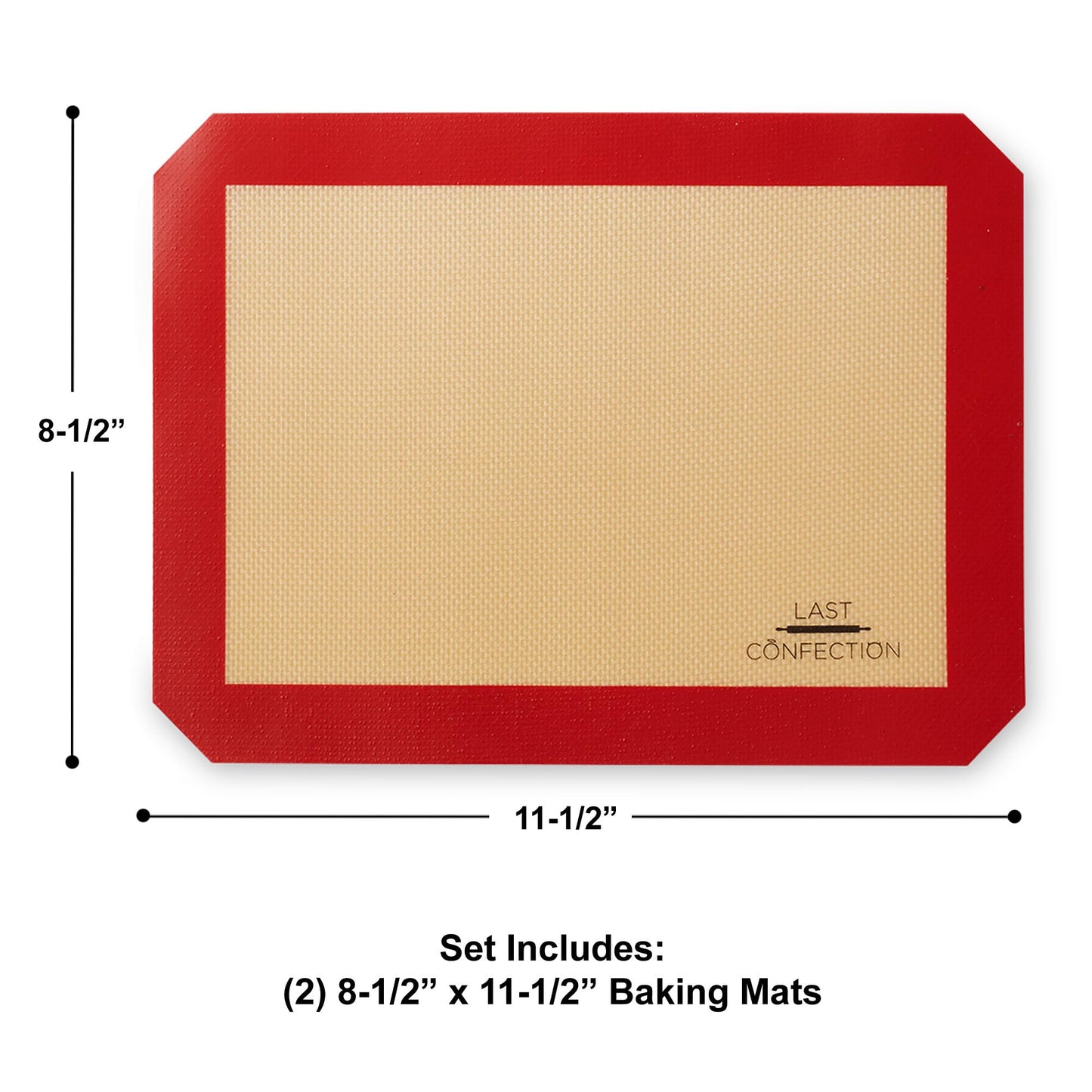 Last Confection Silicone Baking Mat - Set of 2 Non-Stick Quarter Sheet (8-1/2" x 11-1/2") Professional Food Safe Tray Pan Liners