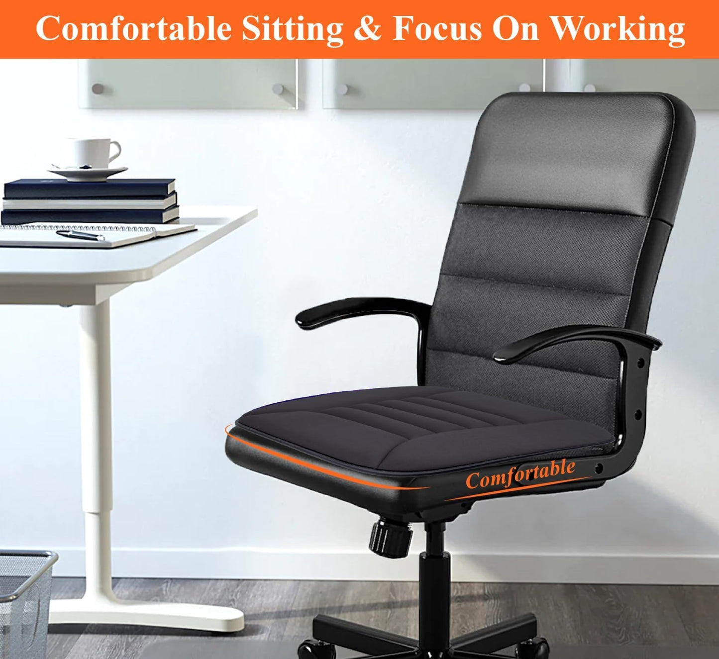 kingphenix Car Seat Cushion with 1.2inch Comfort Memory Foam, Seat Cushion for Car and Office Chair (Black)