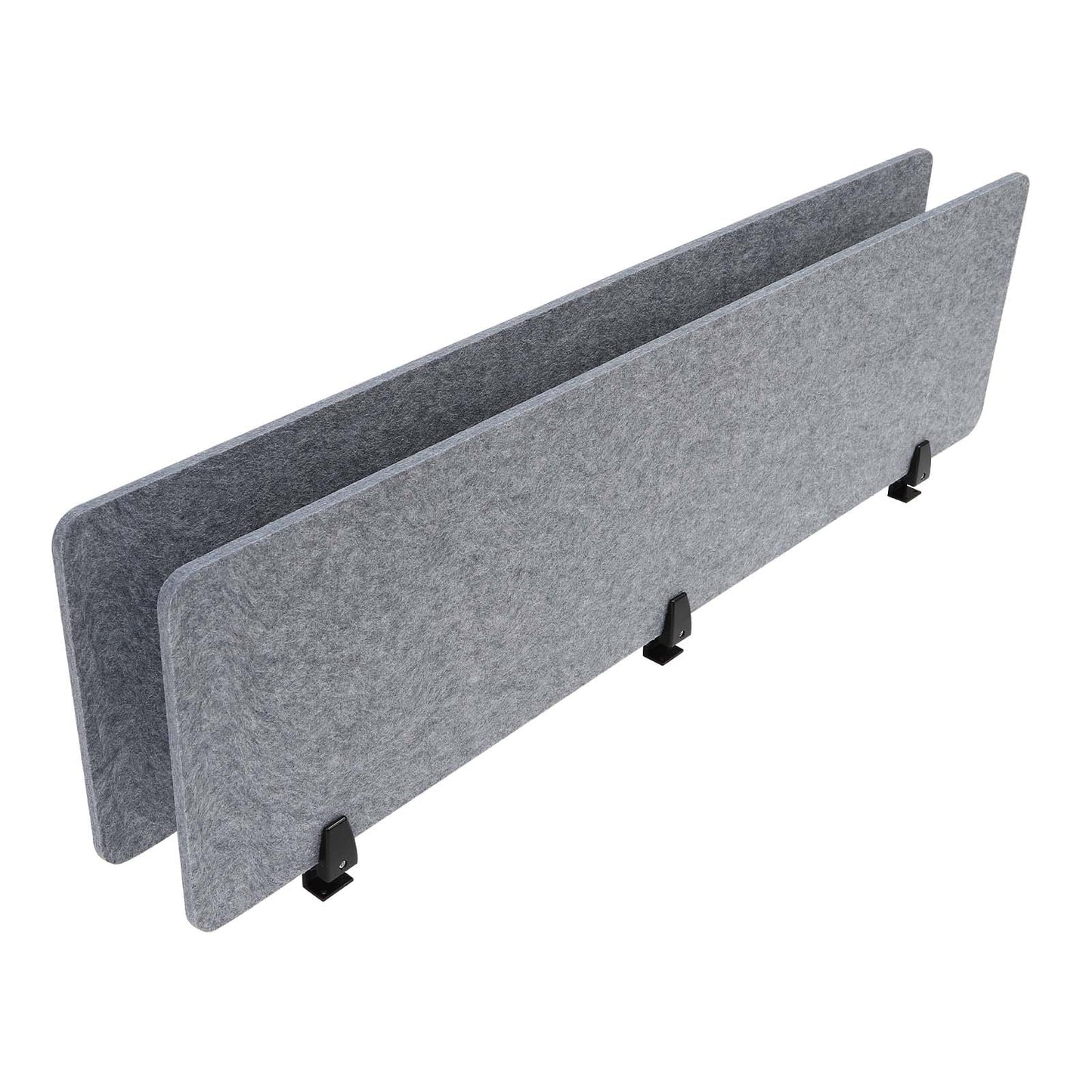 ReFocus Raw Clamp-On Acoustic Desk Divider Mounted Privacy Panel Set – Reduce Noise & Visual Distractions for Office, Study (Castle Gray, 2× Panels (60"×16"))