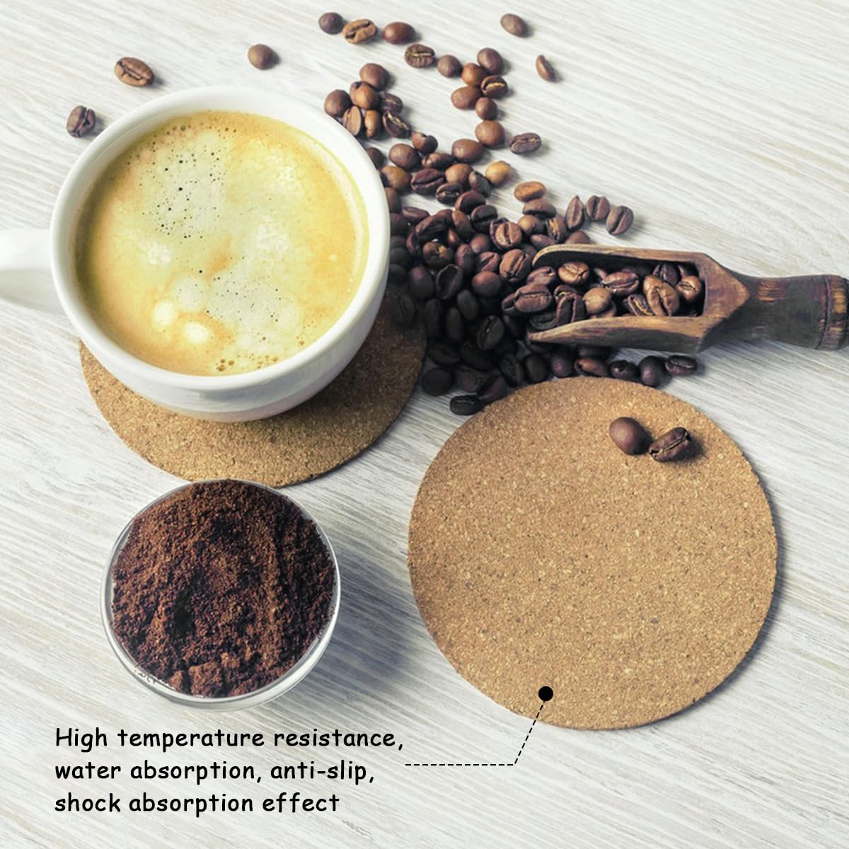 YOLUFER 20 Pcs Self-Adhesive Cork Sheets, Round Cork Board, Cork Coaster with Strong Adhesive for DIY Coasters (3.7Inch), Brown